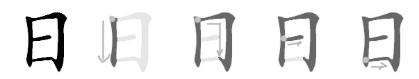 Stroke order sequence for 日 (rì) — sun / day